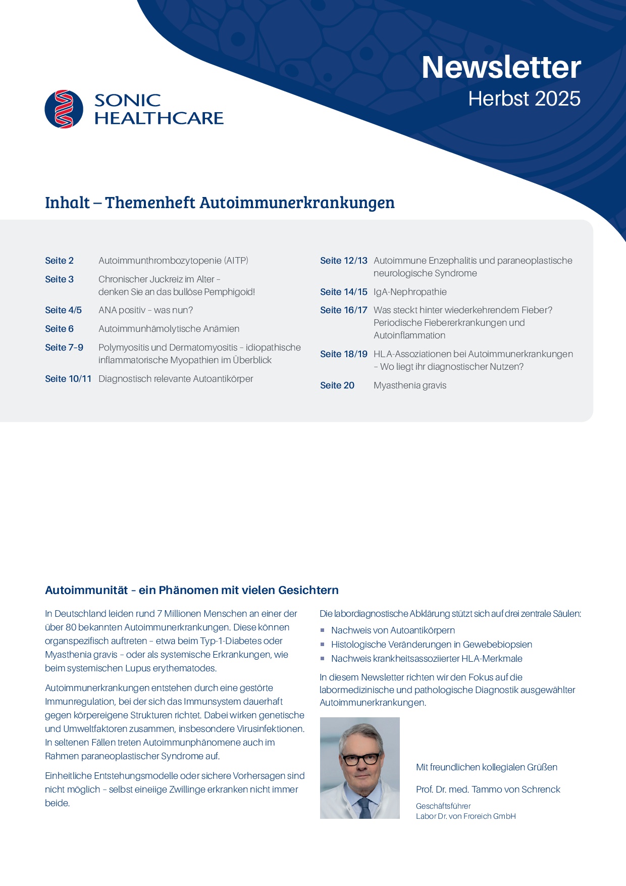 Sonic Newsletter Themenheft Autoimmunerkrankungen
